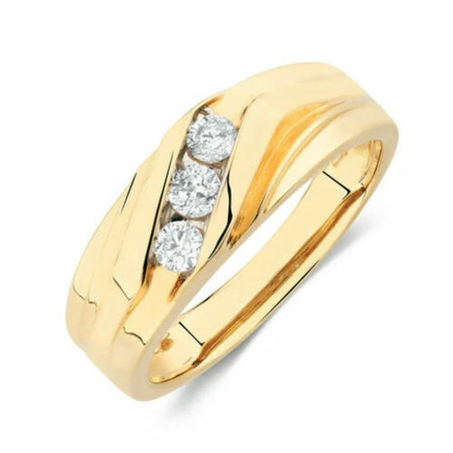 Diamond Stone Yellow Gold Rings for Men