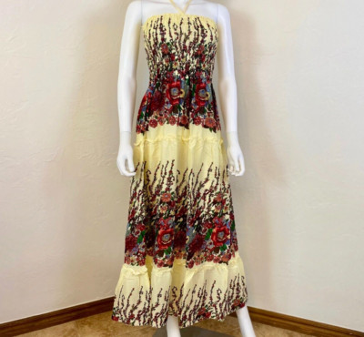 XL-PLUS SIZE Smocked Hippie Boho Halter Maxi Sundress Bohemian Backless No/1