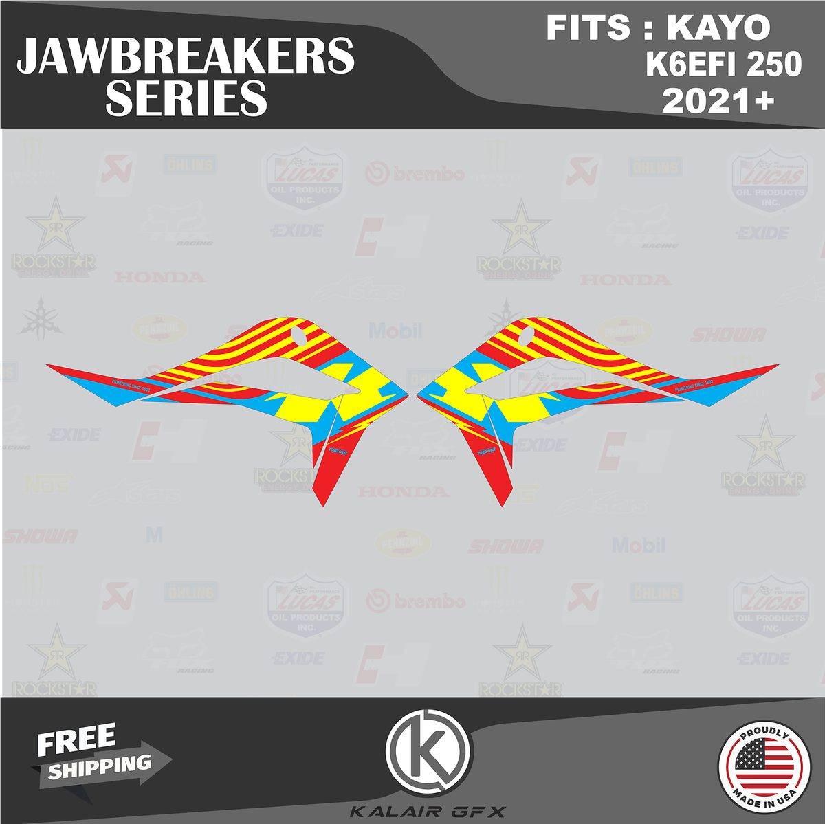 Graphics Kit for KAYO K6EFI 250 Dirt Bike (2021+) Jawbreakers