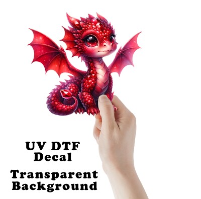 Red Jewel Dragon UV DTF Transparent Sticker / Decal