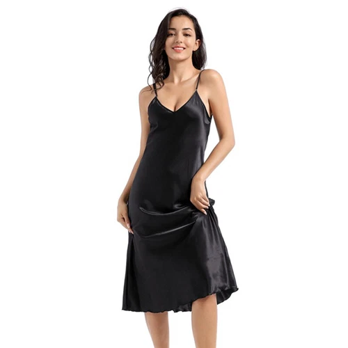 Sexy Satin Silk Robe Dress Sleepwear Lingerie Long Nightdress Nightgown - Bild 20 von 41