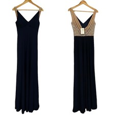 CACHE NWT Floor Length Navy Blue Rhinestone Maxi Party Evening Dress Size 6