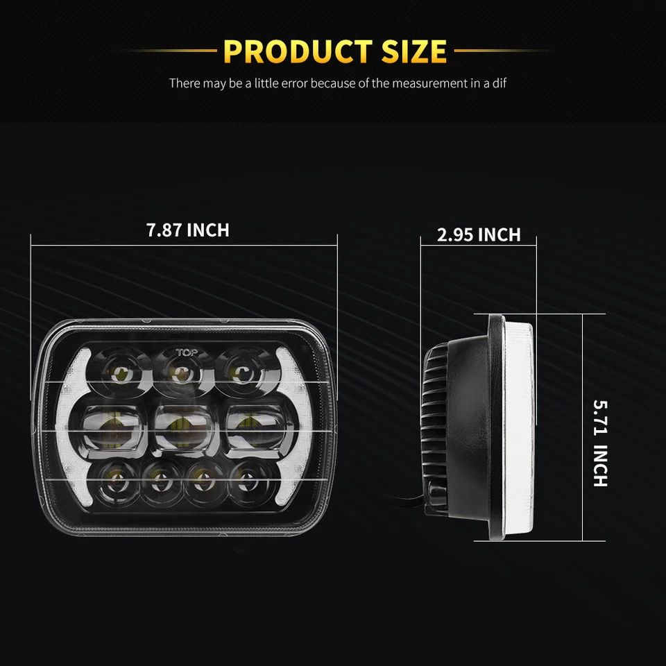 Pair 7x6'' 5x7'' LED Headlights DRL Beam W/Adapters For  Holden Rodeo 1998-2003 - image 2 of 4