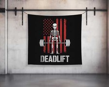 Skeleton Deadlift Tapestry - Motivational Fitness Wall Art for Home Gym