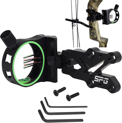 Archery 5 Pin Bow Sight .029 Fiber Optics Sight with Rheostat Light & Reversible