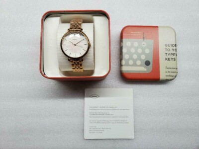 FOSSIL SILVER DIAL ONE DIAMOND ROSE GOLD-TONE STEEL LADIES WATCH ES3860  NEW