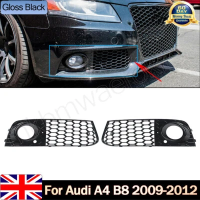 MAGICKIT For Audi A4 B8 Pair Honeycomb Front Bumper Fog Light Cover Grille Grill 2009-12