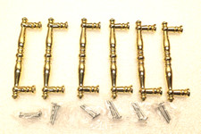 Gold Tone Cabinet Drawer Pull 6 Pc Handle, with Mounting Hardware - NOS