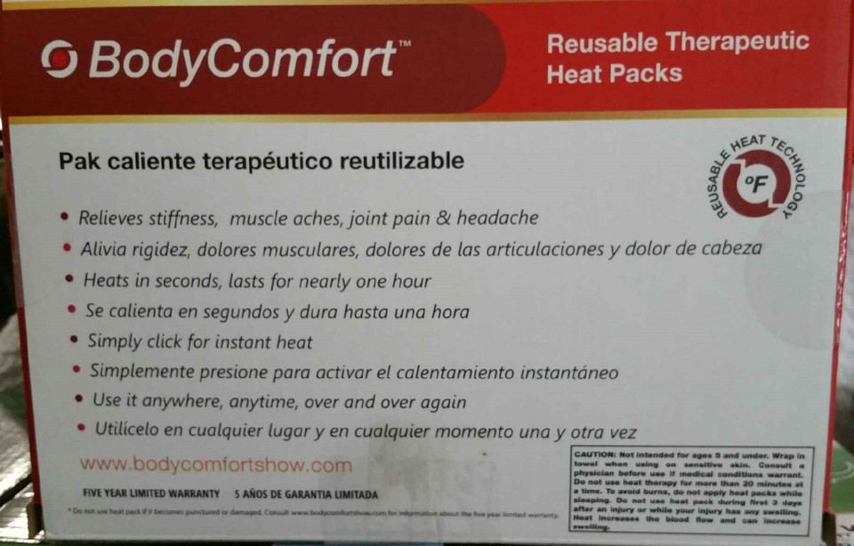 Body Comfort Reusable therapeutic heat packs sport therapy sore muscles