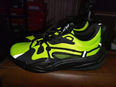 Puma RS Dreamer J Cole Safety Yellow Lime Black Mens 193990 19 Sz 9+   SOCKS 