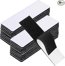20 Sets Heavy Duty Hook & Loop Adhesive Strips 1x4” Black Sticky Back Fastener