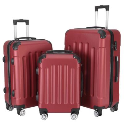 New 3PCS 20/24/28'' Luggage Travel Bag ABS Trolley Hard Shell Suitcase w/TSA lock