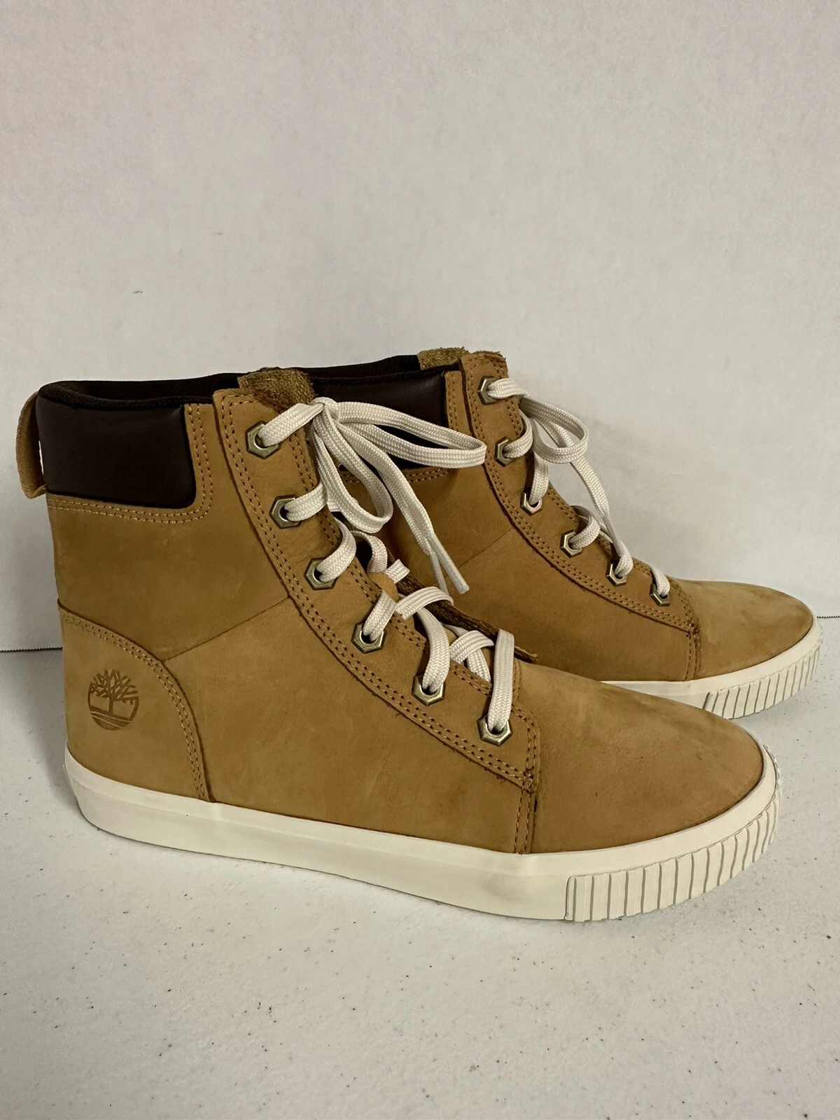 Scarpe da donna Timberland Londonyn taglia 8M marroni bianche nabuk con lacci