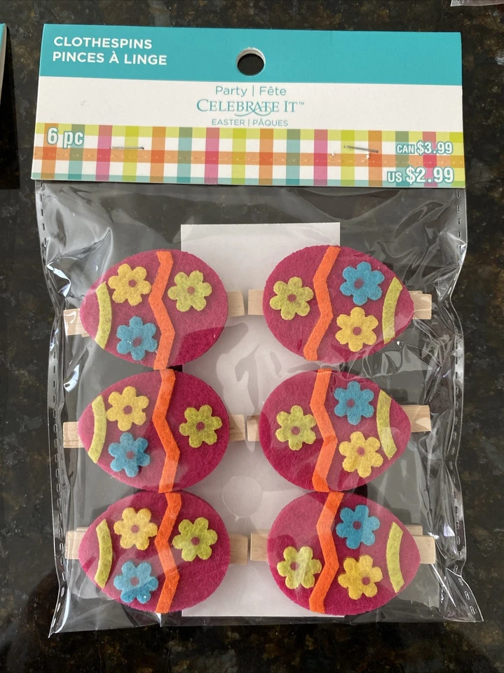 Set of 10 Spring Easter Felt Egg & Chicks Craft Classroom Photo Clothespins - Image 3 of 4