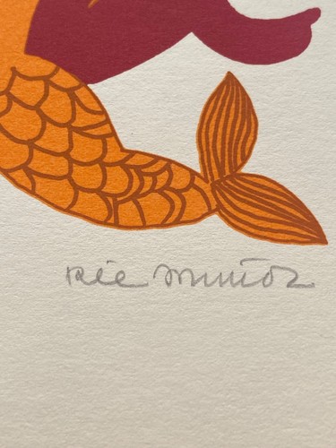 RIE MUNOZ Mermaid and the seal original signed print ALASKA INUIT ARTWORK - Picture 3 of 4