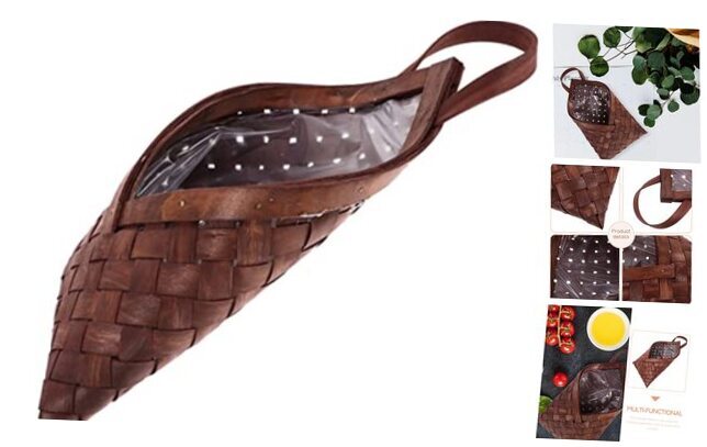 Rustic Wall Hanging Woven Storage Basket Versatile Decorative Arrangement