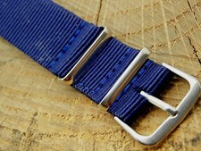NOS Vintage 18mm Watch Band Nylon Strap w Silver Tone Buckle Long Unused Mens