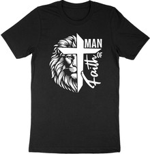 Christian Men Tee Shirt Man of Faith T-Shirt Faith Cross Christian Bible Verse