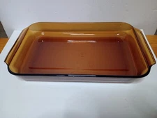 Anchor Hocking 9" X 13.5" 3 Qt Amber Glass Baking Dish Roaster Casserole Pan 440