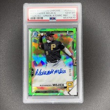 2021 Bowman Chrome Alexander Mojica Auto Green Refractor 1st SP 55/99 PSA 10