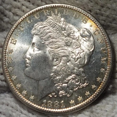 1881-s Morgan Silver Dollar Brilliant Uncirculated Cameo With Slight Mirrors