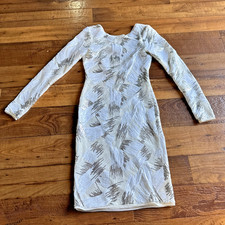 BCBG Maxazaria Women s Sz S Stretch Sequin Cocktail Long Sleeve Pencil Dress