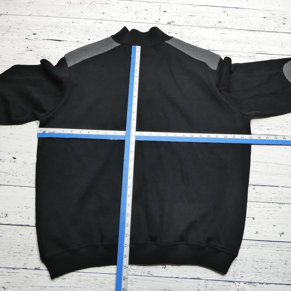 St Croix Sweater Mens 2XL Black Gray Quarter Zip Elbow Patch USA Made - Image 4 of 4
