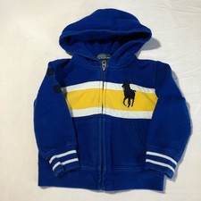Polo Ralph Lauren toddler 2T zip up sweatshirt hoodie big pony 3 sleeve striped