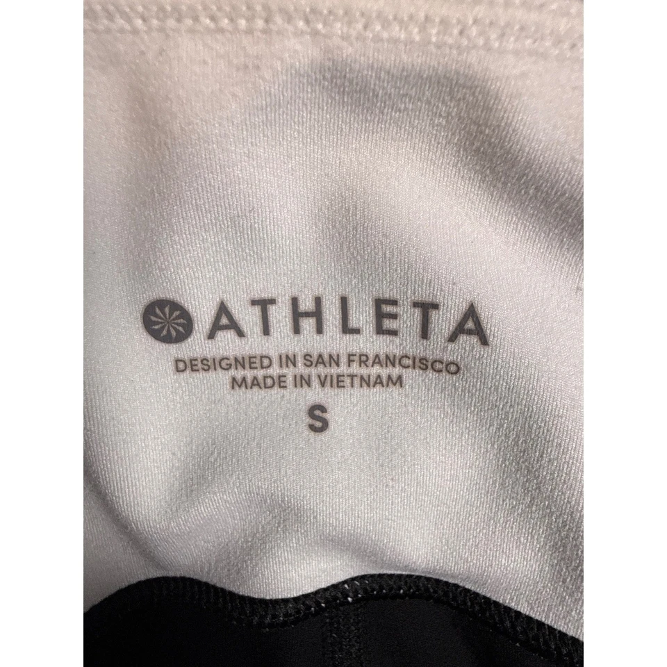 Athleta Yin 7/8 色块高腰黑色白色打底裤女式 S 码 405423 — 第 3/4 张图片