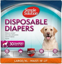 Simple Solution Disposable Dog Diapers, Female 30 Count, white 