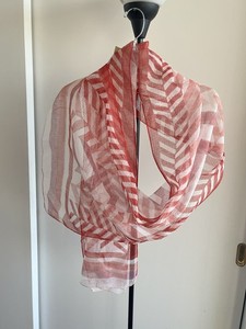 NWT FabIndia Silk & Cotton Blood 🩸 Red Pink White Scarf Dupatta Wrap Stole 74"