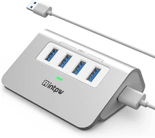 USB 3.0 Hub,Aluminum 4 Port Data Hub Multi 4 5Gbps, Grey 