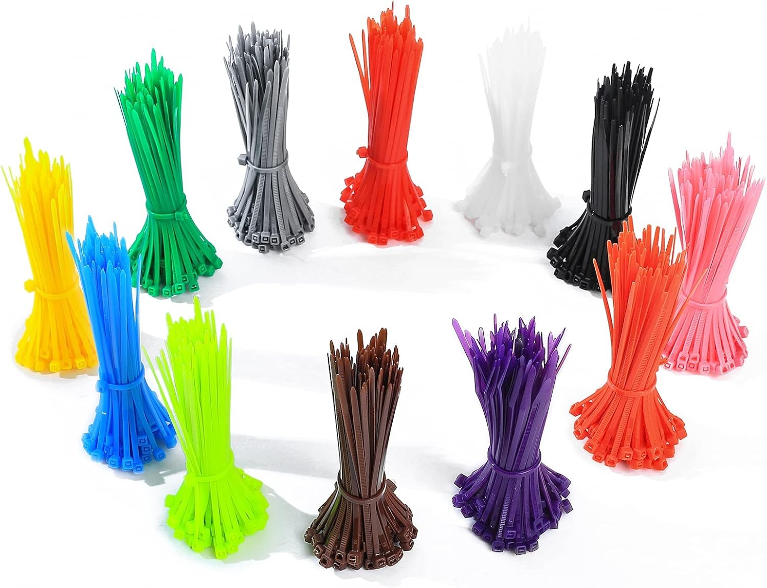 1200 Pcs Multicolor 4-Inch Zip Ties in 12 Vibrant Colors