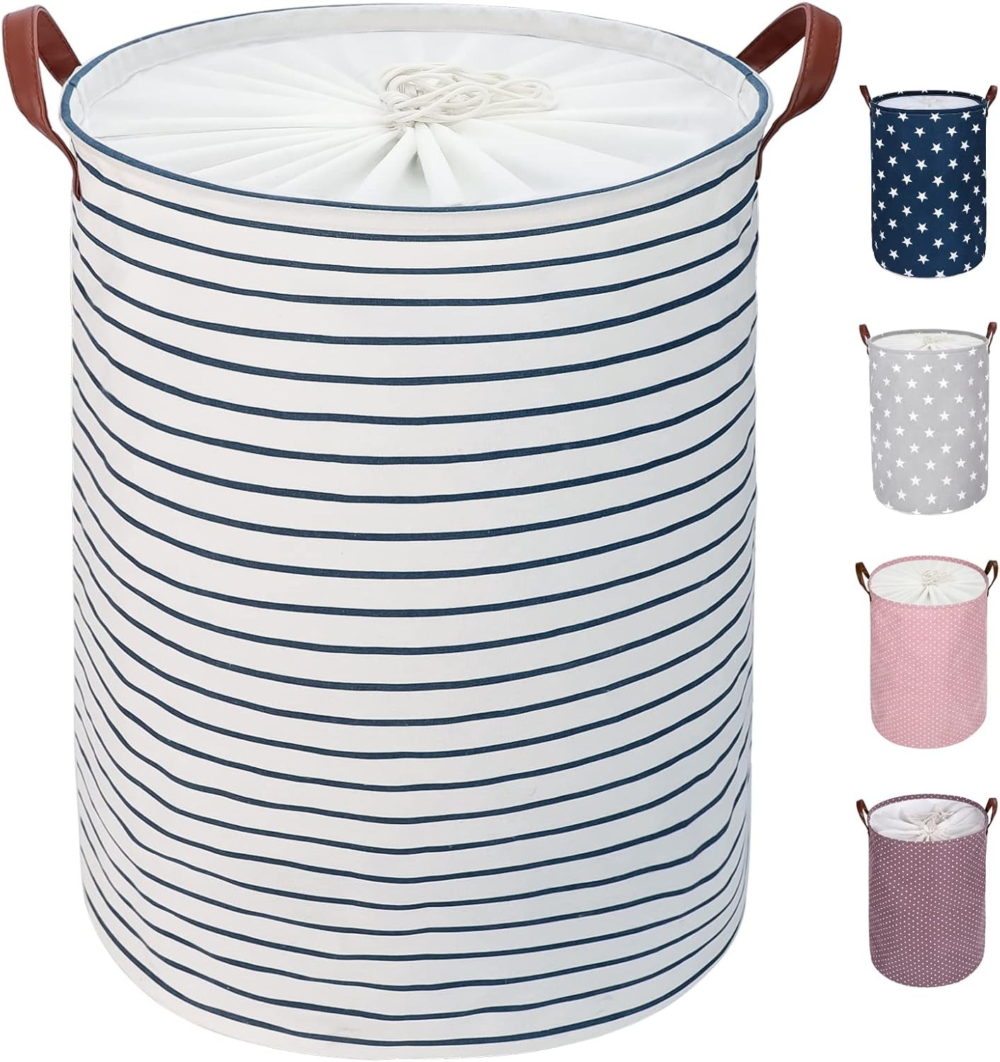 DOKEHOM 18-Inches Freestanding Laundry Basket with Lid, Collapsible Large Draws