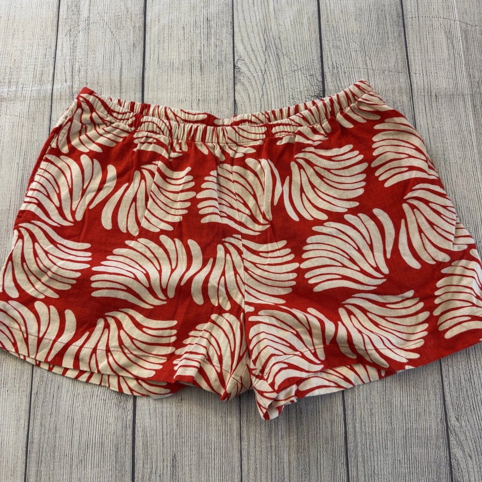 A New Day Linen Rayon Tropical Leaf Print Pull On Shorts Women’s Medium