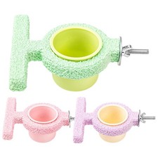1x Bird Perch Bird Feeding Cup Bird Cage Feeder Cup with Perch for Seed Water
