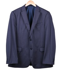 Armani Collezioni M Line Gray Blue Glen Plaid SILK WOOL 2pc Suit Jacket Pants 42