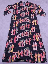 N Natori Geisha Dynasty Zip Caftan Robe Dress Long Lounger Asian Novelty Small