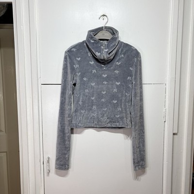 Rotate Birger Christensen Mona Top Monogramm Samt Trichterausschnitt blau grau Gr. S