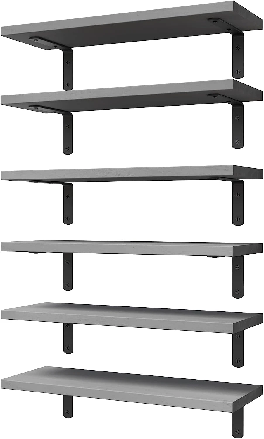 6PCS Wood Floating Shelves, Shelves for Wall Decor, Farmhouse Shelf for Bedroom