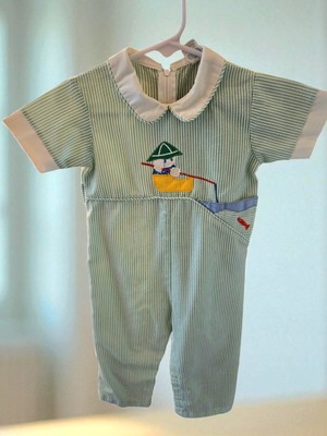 1980's Baby Boy  by Thomas 1 Piece Jumpsuit  Size 18 Month Boy Fishing