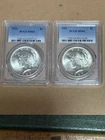 Pair Of 1923 Peace Silver Dollar PCGS MS-63