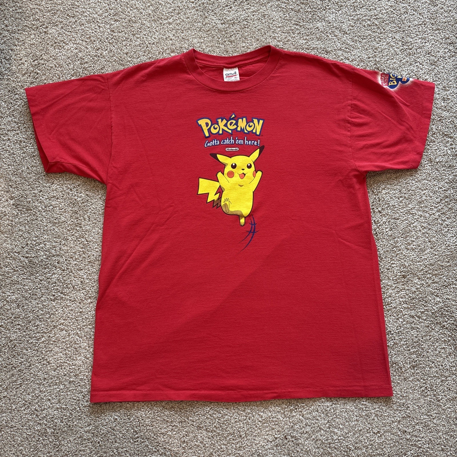 Vintage Pokemon Pikachu Burger King Big Kids promo Shirt Size XL Men’s A0150