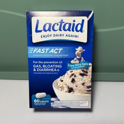 Lactaid Fast Act Lactase Enzyme Supplement 60 Caplets Exp July 2027