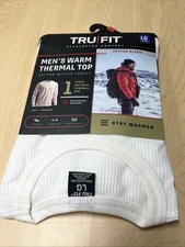 Tru Fit Thermal Men’s Thermal  Top Waffle White Size L