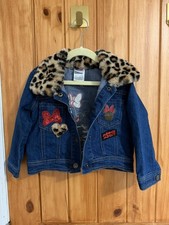 Disney Junior Minnie Mouse Jean Jacket With Faux Fur Collar LOVE Size 3T VTG