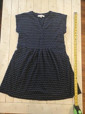 LOFT Navy Patterned Peplum Dress – Women’s Small – Textured Fit & Flare