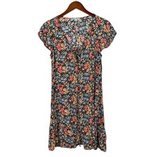 American Eagle Floral Dress Button Front Short Flutter Sleeve Mini Women's M