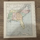 Antique 1901 Map Of South East United States 9”x8”