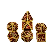 Seven Seas Pirates Metal Red and Gold Colored Dice Set with Display Box